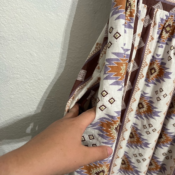SONOMA Aztec Cami Midi Dress Size XL Linen Blend Adjustable Straps With Pockets - Picture 5 of 16